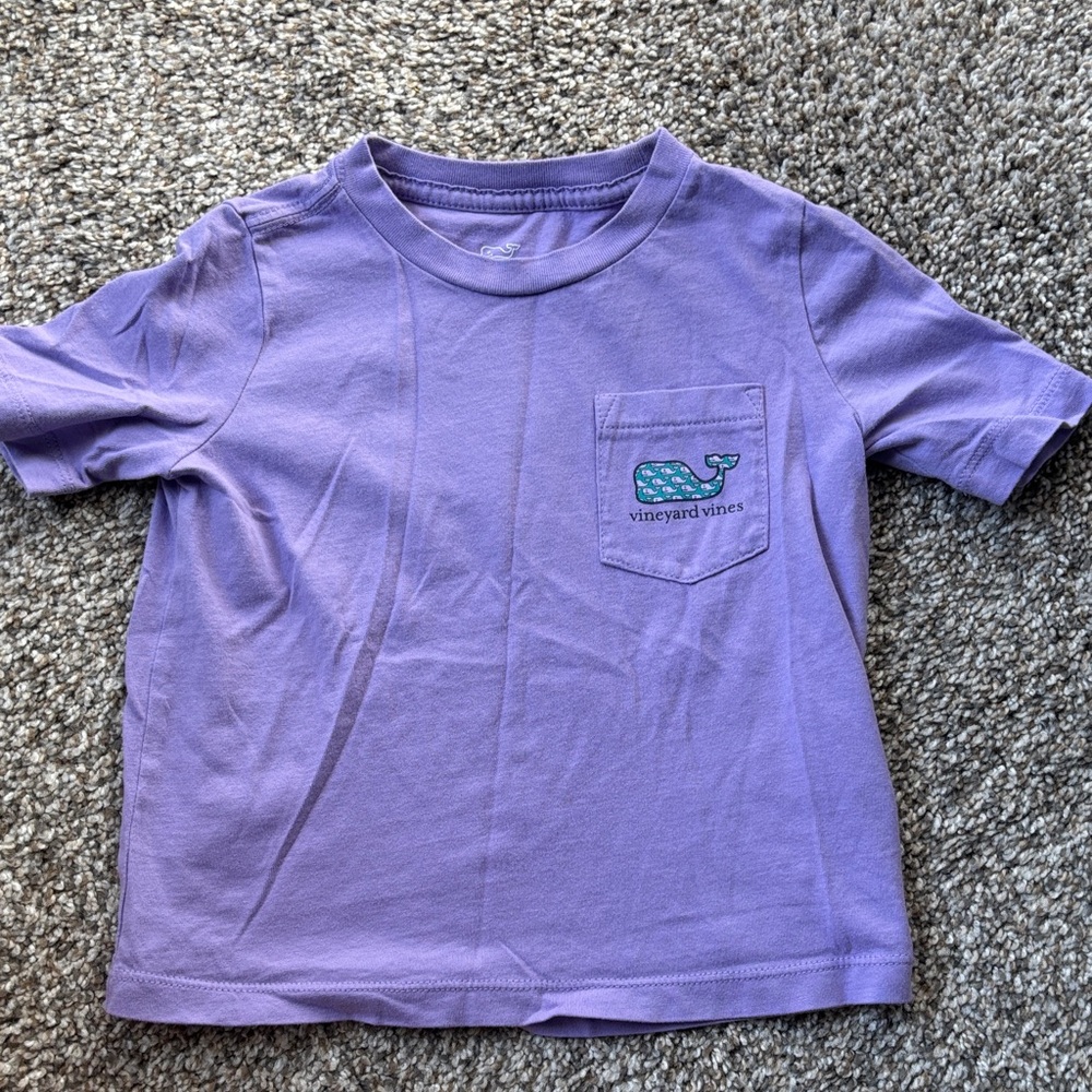 Vineyard Vines Kids' Purple Pocket Tee with Whale Logo